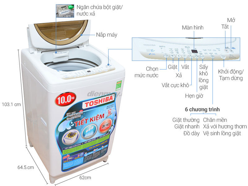 Tìm hiểu về máy giặt Toshiba 10kg AW-B1100GV